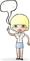 cartoon woman with idea with speech bubble