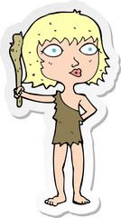 sticker of a cartoon cave woman