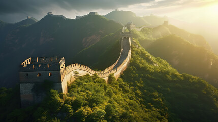 Great Wall, bright color. Generative Ai