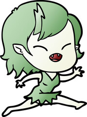 cartoon laughing vampire girl running