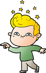 cartoon excited man