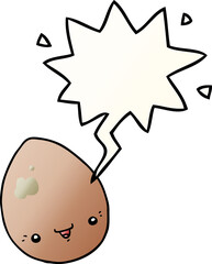 cartoon egg with speech bubble in smooth gradient style