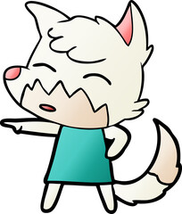 cartoon fox in dress pointing