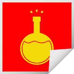 square peeling sticker cartoon of a science experiment