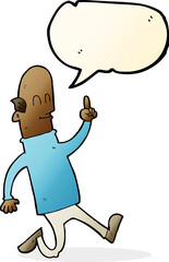 cartoon bald man with idea with speech bubble