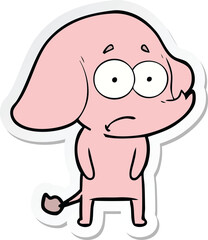 sticker of a cartoon unsure elephant
