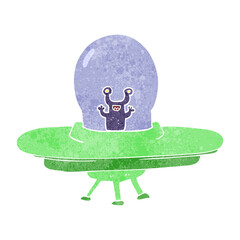 freehand retro cartoon alien spaceship © lineartestpilot