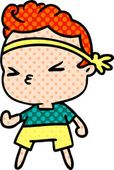 cartoon illustration kawaii working out boy