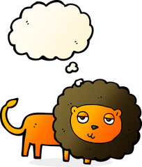 cartoon lion with thought bubble