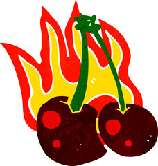 cartoon flaming cherries © lineartestpilot