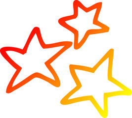 warm gradient line drawing of a cartoon yellow stars