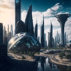 Generative AI - Città del futuro con tecnologia avanzata