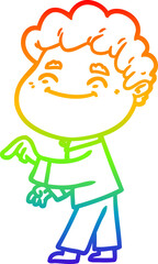 Obraz premium rainbow gradient line drawing of a cartoon friendly man