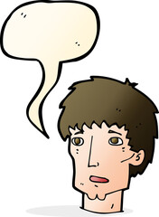 cartoon worried man with speech bubble