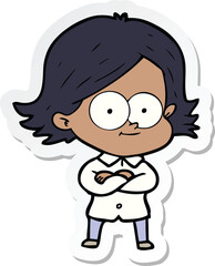 sticker of a happy cartoon girl