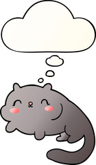 cartoon cat with thought bubble in smooth gradient style