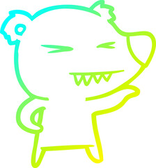 cold gradient line drawing of a angry bear cartoon