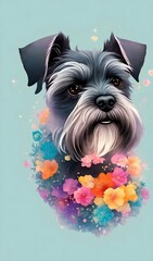 Generative AI - Faccia dettagliata di un cane di razza Schnauzer