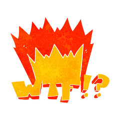 freehand drawn retro cartoon WTF symbol