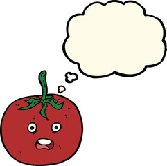 cartoon tomato with thought bubble