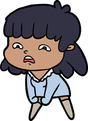 cartoon worried woman