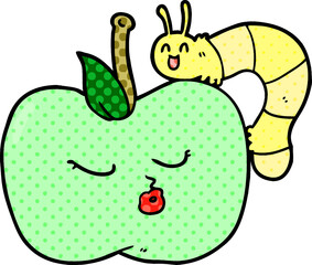 cartoon pretty apple and bug