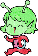 cartoon alien girl laughing