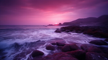 Obraz premium purple sunset over the sea