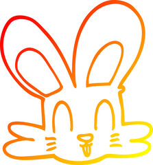 warm gradient line drawing of a cartoon cute bunny