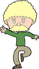 cartoon mustache man disco dancing