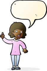 cartoon woman with idea with speech bubble
