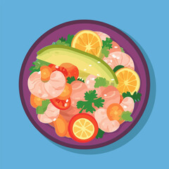 Mix of Sea food peruvian ceviche vector illustration