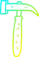 cold gradient line drawing of a cartoon hammer
