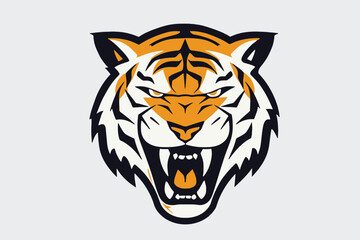 tiger head isolated on white background mascot logo