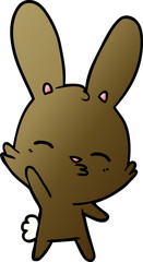 curious waving bunny cartoon
