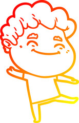 warm gradient line drawing of a cartoon friendly man