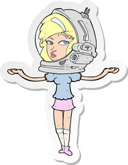 sticker of a cartoon woman wearing space helmet
