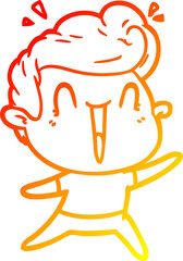 warm gradient line drawing of a cartoon excited man