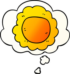cartoon flower with thought bubble in smooth gradient style