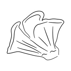 Hand-drawn black sketch of a chanterelle in a doodle icon. Vector illustration.