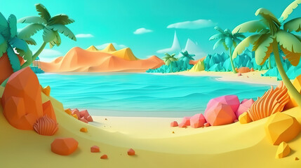Fototapeta na wymiar Summer background with beach elements. Generative Ai