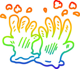 Obraz premium rainbow gradient line drawing of a cartoon garden gloves