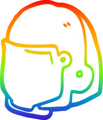 rainbow gradient line drawing of a cartoon space helmet