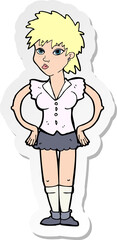 sticker of a cartoon woman with hands on hips