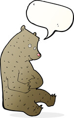 cartoon happy bear with speech bubble