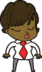 cartoon woman with eyes shut