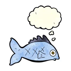 Rolgordijnen cartoon fish with thought bubble © lineartestpilot