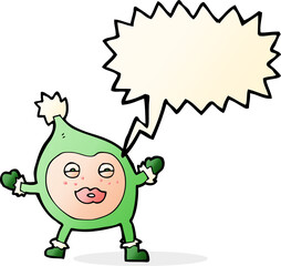 cartoon funny christmas creature with speech bubble