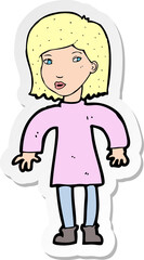 sticker of a cartoon cautious woman