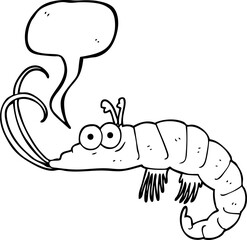 freehand drawn speech bubble cartoon shrimp